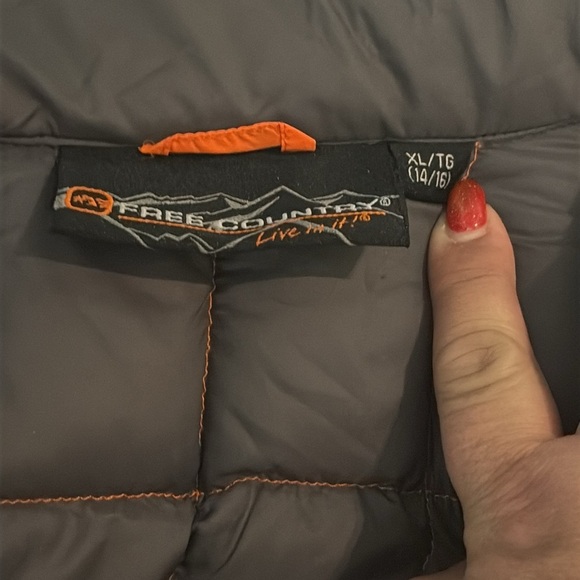 Free Country Boys Power Down Vest- size 14/16 XL-orange grey sleeveless winter - Picture 5 of 6